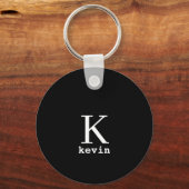 Persoonlijke naam monogram zwart elegant modern sleutelhanger (Voorkant)