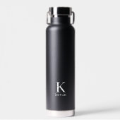 Persoonlijke naam monogram zwart en wit waterfles (Voorkant)