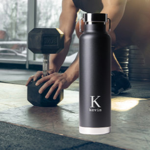 Persoonlijke naam monogram zwart en wit waterfles