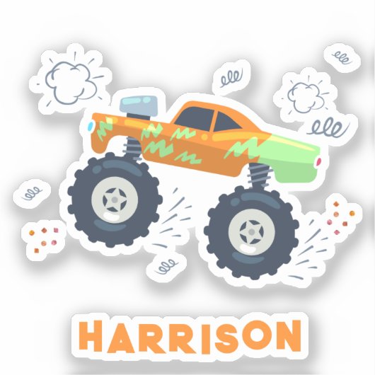 Persoonlijke naam monster autotrucks sticker (Voorkant)
