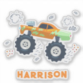 Persoonlijke Naam Monster Car Trucks Sticker (Voorkant)