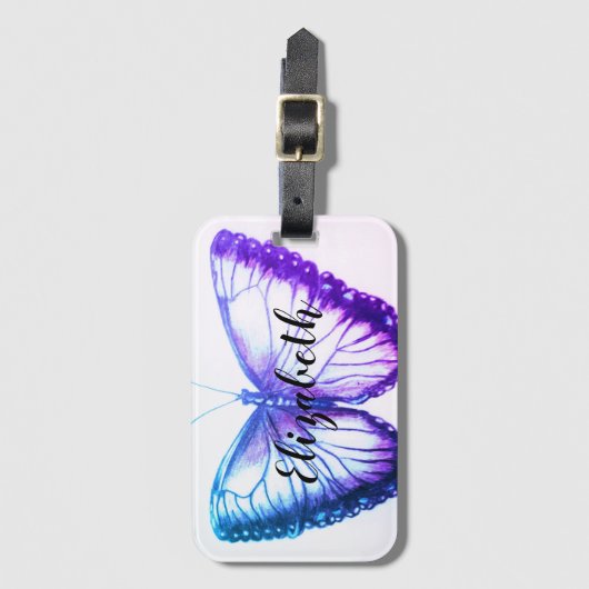Persoonlijke naam Mooie vlinder Bagagelabel (Voorkant (verticaal))