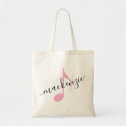 Persoonlijke naam Muziek Opmerking: zwart roze Tote Bag (Voorkant)