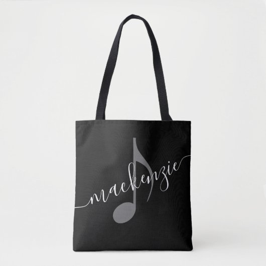 Persoonlijke naam Muziek Opmerking zwart wit Tote Bag (Voorkant)