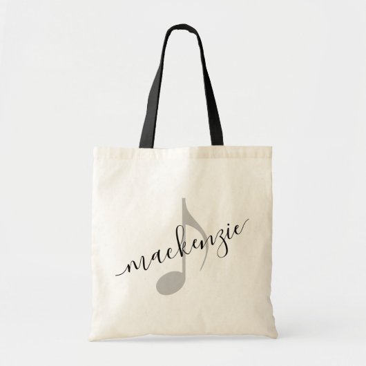 Persoonlijke naam Muzieknotitie zwart Tote Bag (Voorkant)