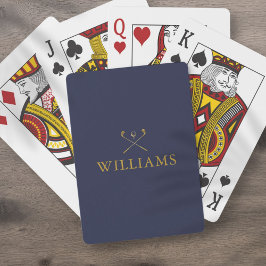 Persoonlijke naam Navy Blue en Gouden Golfclubs Pokerkaarten