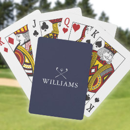 Persoonlijke naam Navy Blue en witte golfclubs Pokerkaarten