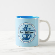 Persoonlijke naam Navy Blue Nautical Anchor Marine