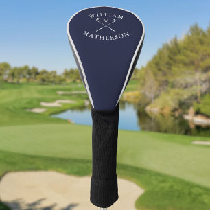 Persoonlijke naam Navyblauwe en witte golfclubs Golfheadcover