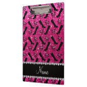Persoonlijke naam neon hot roze glitter boows klembord (Links)