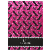 Persoonlijke naam neon hot roze glitter boows klembord (Achterkant)
