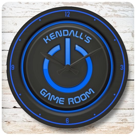 Persoonlijke naam Neon Power Button Game Room Sign Grote Klok
