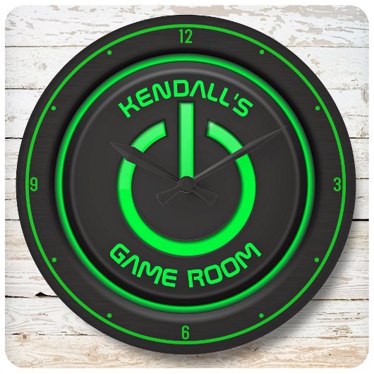Persoonlijke naam Neon Power Button Game Room Sign Grote Klok