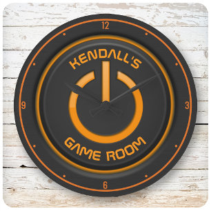 Persoonlijke naam Neon Power Button Game Room Sign Grote Klok