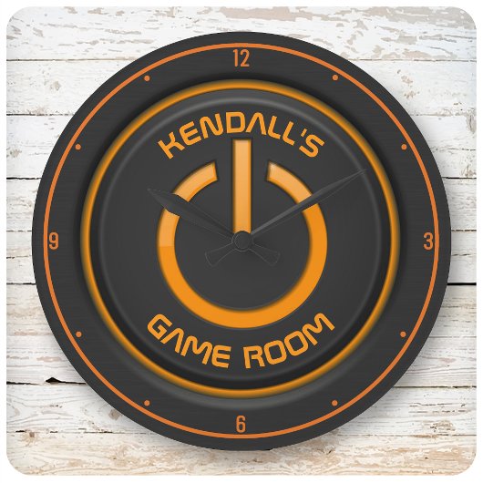 Persoonlijke naam Neon Power Button Game Room Sign Grote Klok