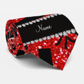 Persoonlijke naam neon red glitter boows stropdas (Opgerold)