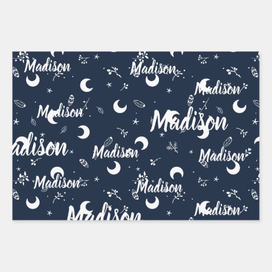 Persoonlijke naam Night Halloween Girl Whimsical Inpakpapier Vel (Voorkant 3)