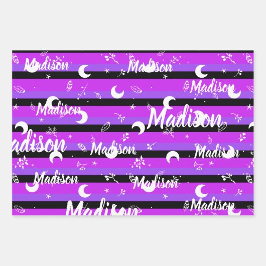 Persoonlijke naam Night Halloween Girl Whimsical Inpakpapier Vel (Voorkant 2)