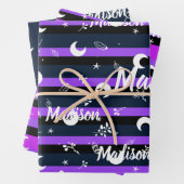 Persoonlijke naam Night Halloween Girl Whimsical Inpakpapier Vel (In situ)