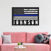 Persoonlijke naam Noodlijdende Politie Vlag Canvas Afdruk (Insitu (Woonkamer))
