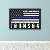 Persoonlijke naam Noodlijdende Politie Vlag Canvas Afdruk (Insitu (Houten vloer))