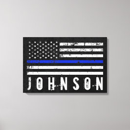 Persoonlijke naam Noodlijdende Politie Vlag Canvas Afdruk