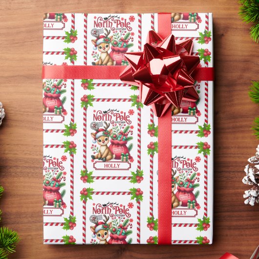 Persoonlijke naam Noordpool Levering Rendier Cadeaupapier