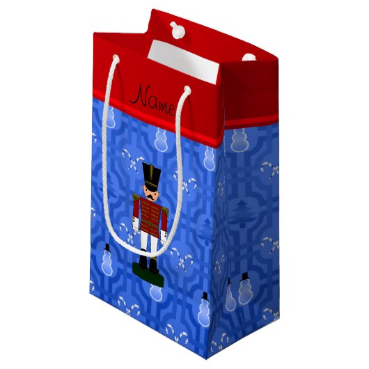 Persoonlijke naam nootmuskietenblauwe sneeuwtrelli klein cadeauzakje (Voorkant Gekanteld)