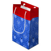 Persoonlijke naam nootmuskietenblauwe sneeuwtrelli klein cadeauzakje (Achterkant Gekanteld)