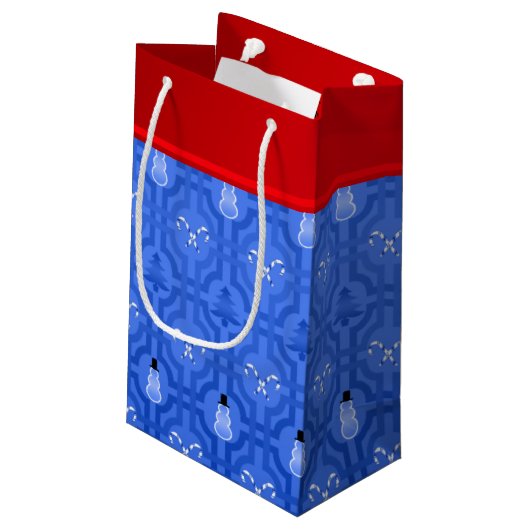 Persoonlijke naam nootmuskietenblauwe sneeuwtrelli klein cadeauzakje (Achterkant Gekanteld)