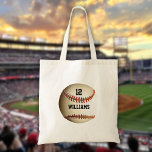 Persoonlijke naam nummer Baseball Sports Tote Bag<br><div class="desc">Persoonlijke naam en teamnummer honkbal cadeau. Ontworpen door: Thisnotme©</div>