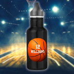 Persoonlijke naam nummer Basketball Waterfles<br><div class="desc">Persoonlijke naam en teamnummer basketbal cadeau. Ontworpen door: Thisnotme©</div>