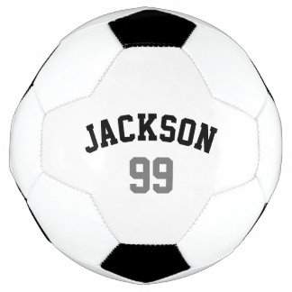 Persoonlijke naam nummer minimalistische zwartgrij voetbal
