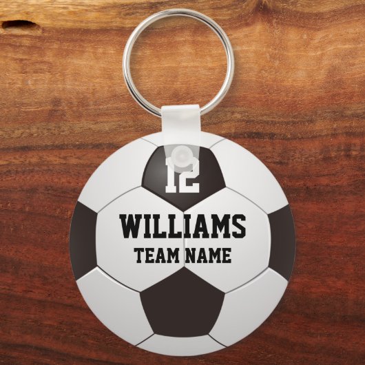 Persoonlijke naam nummer teamnaam voetbal sleutelhanger (Voorkant)