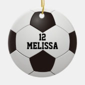 Persoonlijke naam nummer voetbal keramisch ornament (Voorkant)