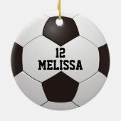 Persoonlijke naam nummer voetbal keramisch ornament (Achterkant)