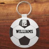 Persoonlijke naam nummer voetbal sleutelhanger (Voorkant)
