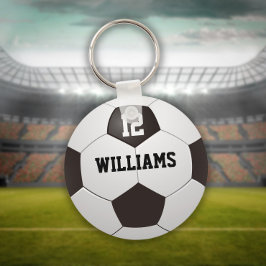 Persoonlijke naam nummer voetbal sleutelhanger