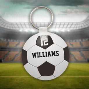 Persoonlijke naam nummer voetbal sleutelhanger