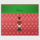 Persoonlijke naam nutcracker red snewman trellis cadeaupapier (Vlak)