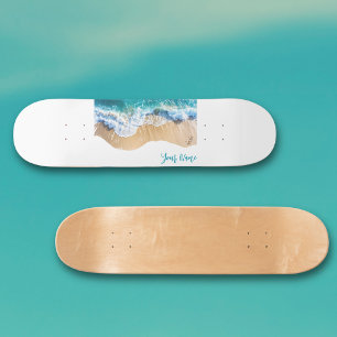 Persoonlijke naam Oceaan golven op het strand Persoonlijk Skateboard