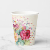 Persoonlijke naam of tekst boeket rozen bruiloft papieren bekers (Voorkant)