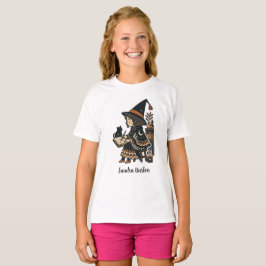 Persoonlijke naam of tekst met studerende heks t-shirt