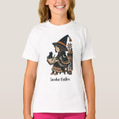 Persoonlijke naam of tekst met studerende heks t-shirt (Voorkant)