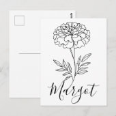 Persoonlijke naam Oktober Flamingo Bloem Geboorted Briefkaart (Voorkant / Achterkant)