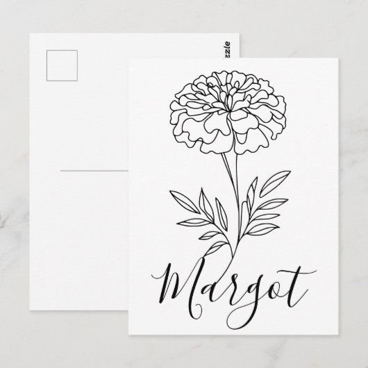 Persoonlijke naam Oktober Flamingo Bloem Geboorted Briefkaart (Voorkant / Achterkant)