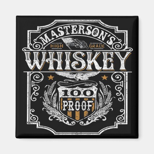 Persoonlijke NAAM Old West Whiskey Brewery Bar Magneet (Voorkant)