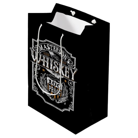 Persoonlijke NAAM Old West Whiskey Brewery Bar Medium Cadeauzakje (Voorkant Gekanteld)