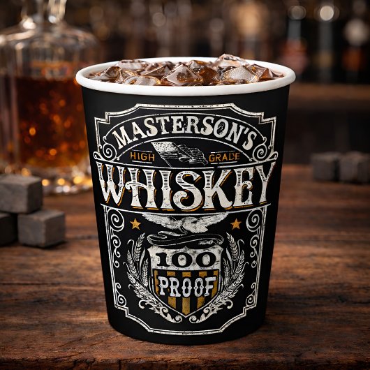 Persoonlijke NAAM Old West Whiskey Brewery Bar Papieren Bekers