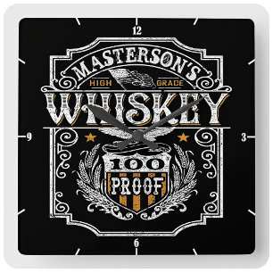 Persoonlijke NAAM Old West Whiskey Brewery Bar Vierkante Klok